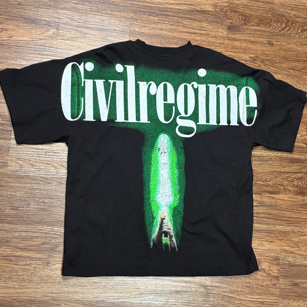 Civil Regime x Star Wars Green Lightsaber Retro T Shirt Sz M Black Graphic Tee